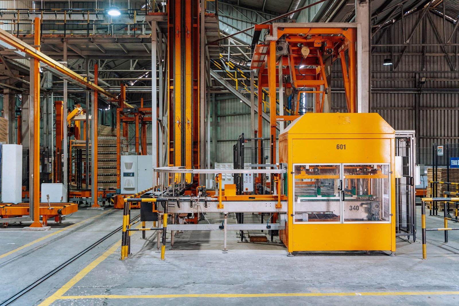 An automated battery cell production line inside a factory
