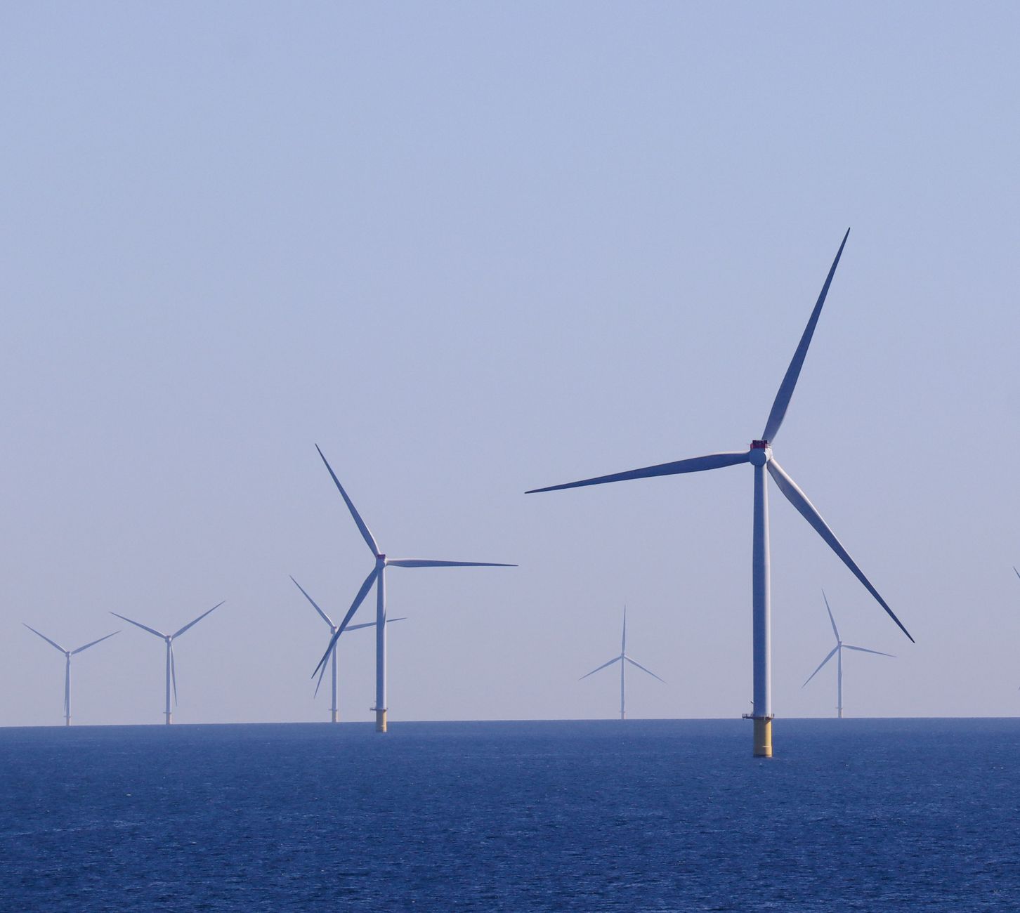 An offshore wind farm seen from the air