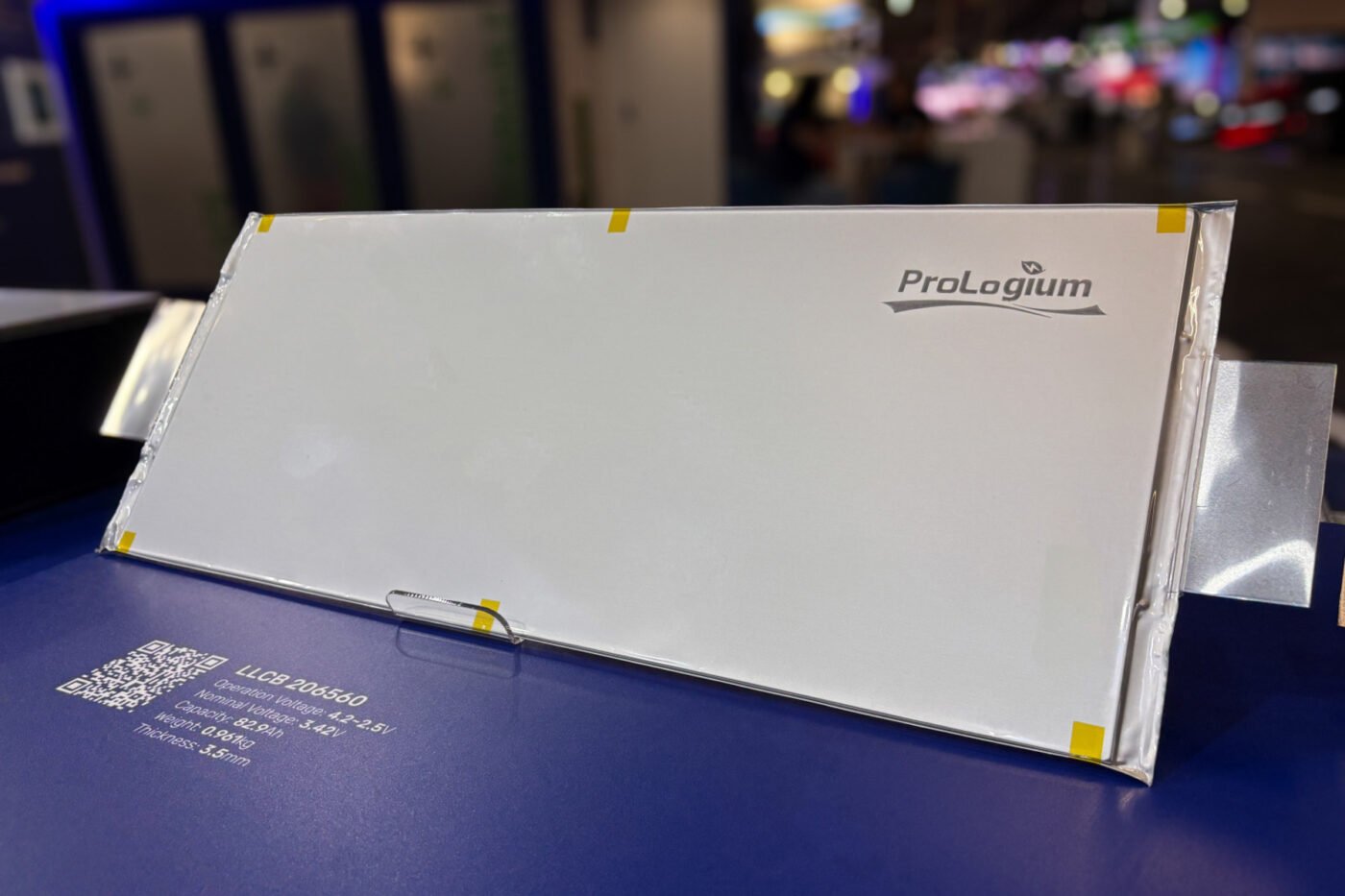 ProLogium's lithium ceramic solid-state battery technology, shown at a 2024 industry event